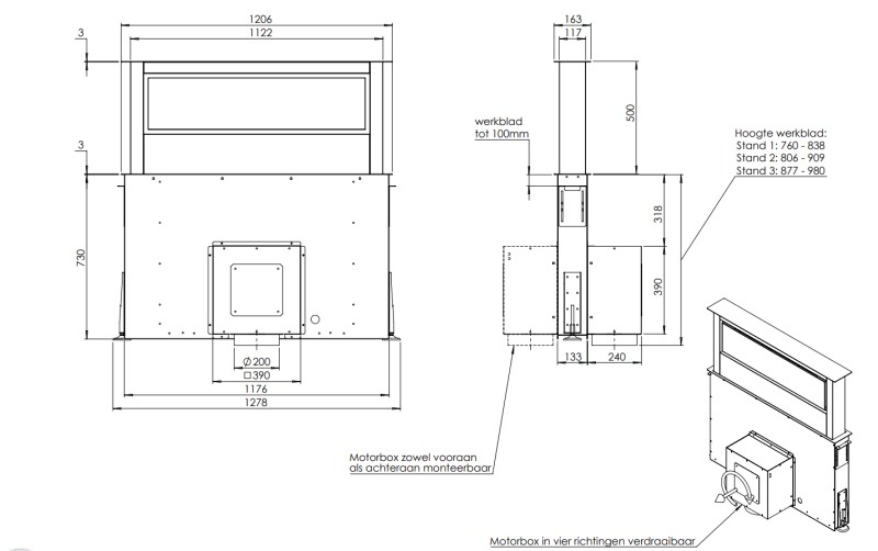 Hotte plan de travail Venduro D-DRAFTI120ZM detail 1