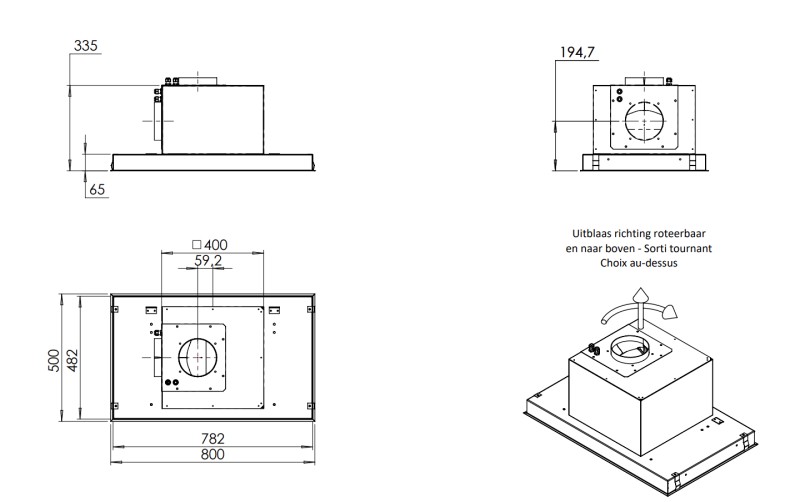 Hotte aspirante sans moteur Venduro RA80-ZMI detail 1