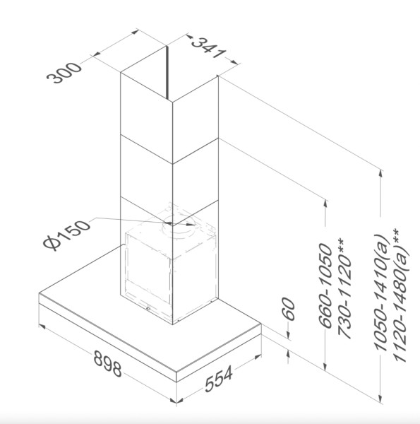 Dampkap wand/schouw Novy 7602 / Novy Flatline detail 4