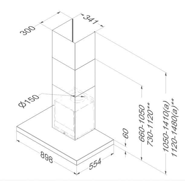 Dampkap zonder motor Novy 7605 / Novy Flat'line detail 5