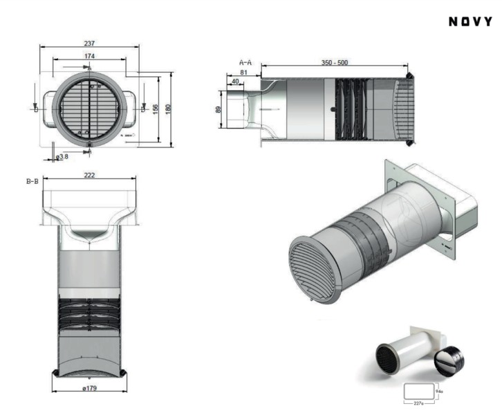 Dampkap toebehoren Novy 906425 detail 1
