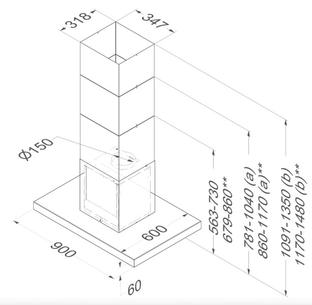 Dampkap eiland Novy 7642 / Novy Flatline detail 3