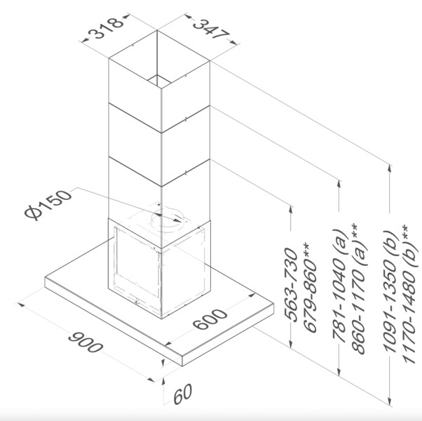 Dampkap zonder motor Novy 7645/ doos beschadigd detail 2