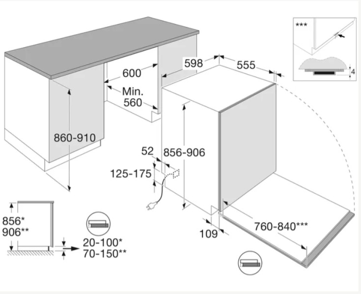 Vaatwasser volledig integreerbaar 60cm Etna/by Atag VW942HN detail 3