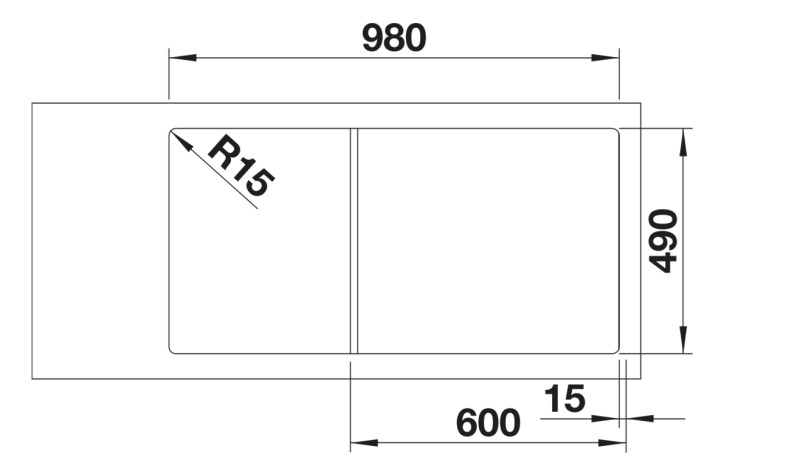 Evier 1 1/2 bassin Blanco 527226 detail 2