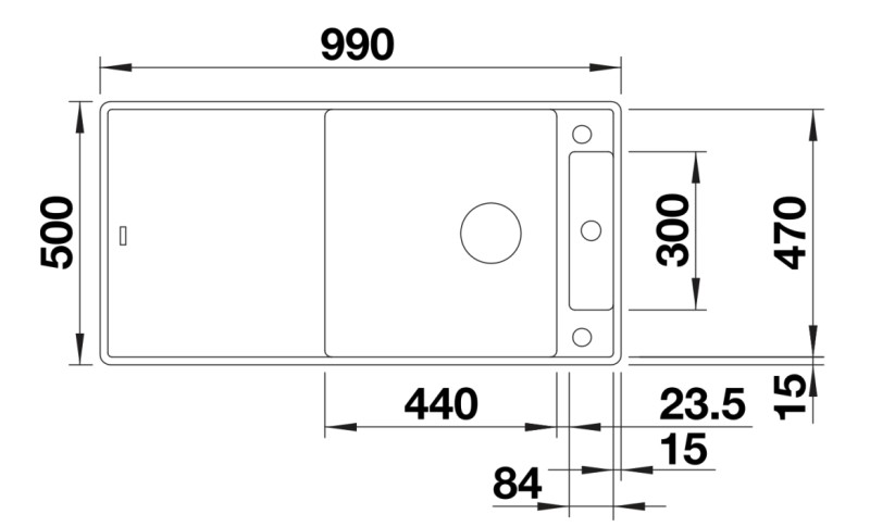 Enkele spoelbak Blanco 527236 detail 1