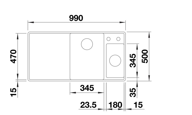 Anderhalve spoelbak Blanco 527233 detail 1