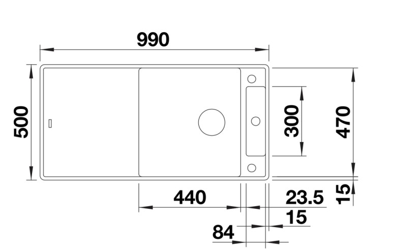 Evier 1 bassin Blanco 527237 detail 1