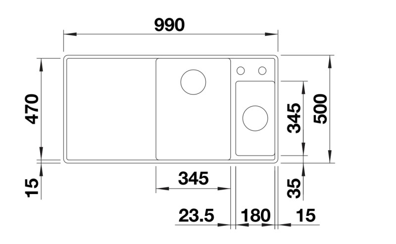 Evier 1 1/2 bassin Blanco 527232 detail 1