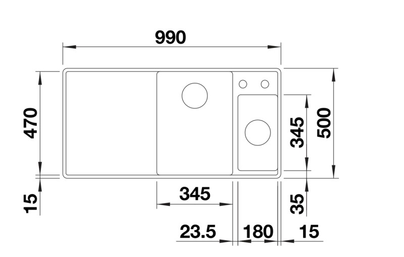 Evier 1 1/2 bassin Blanco 527231 detail 2