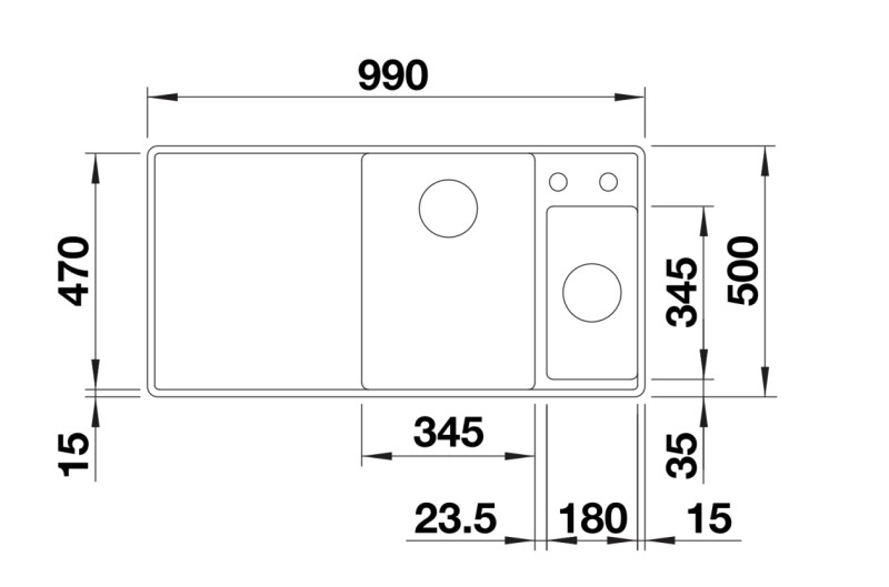 Evier 1 1/2 bassin Blanco 527050 detail 1