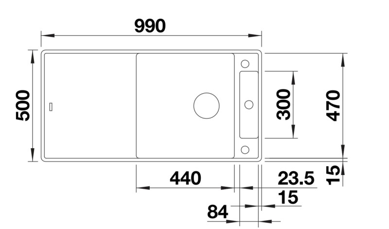 Enkele spoelbak Blanco 527053 detail 1