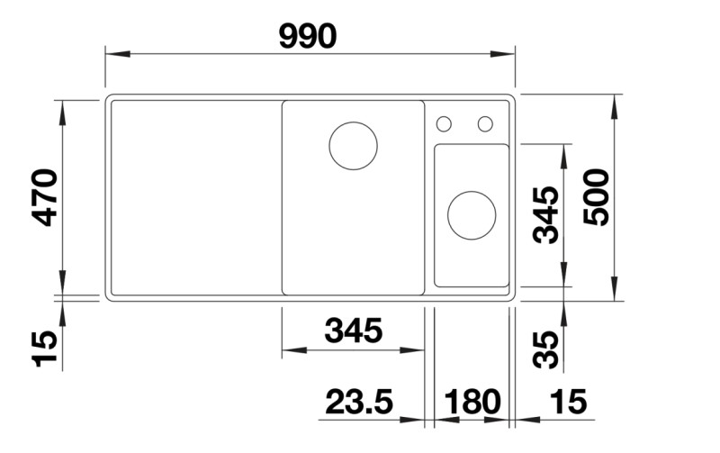 Evier 1 1/2 bassin Blanco 527049 detail 1