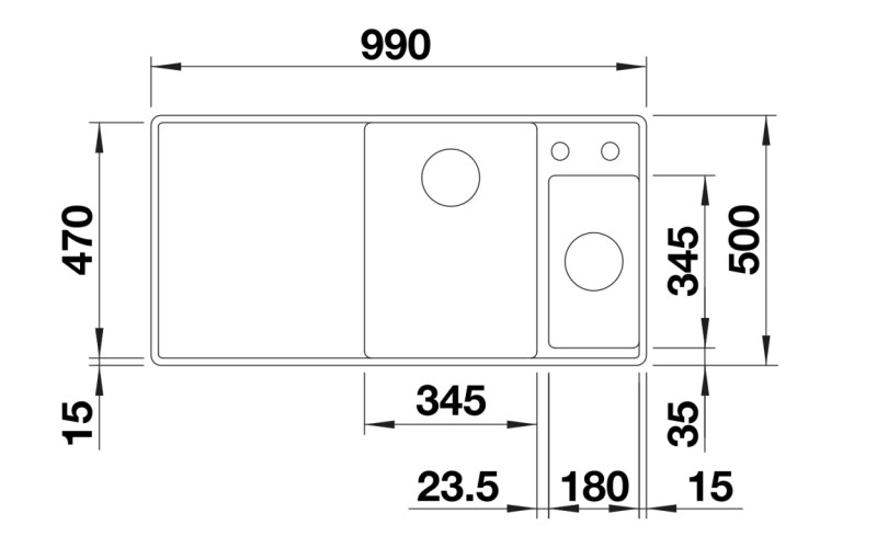 Evier 1 1/2 bassin Blanco 527048 detail 1