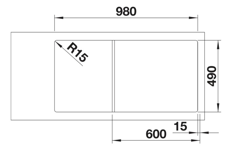 Evier 1 1/2 bassin Blanco 527046 detail 2