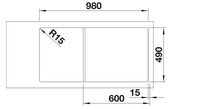 Evier 1 1/2 bassin Blanco 527045 detail 2