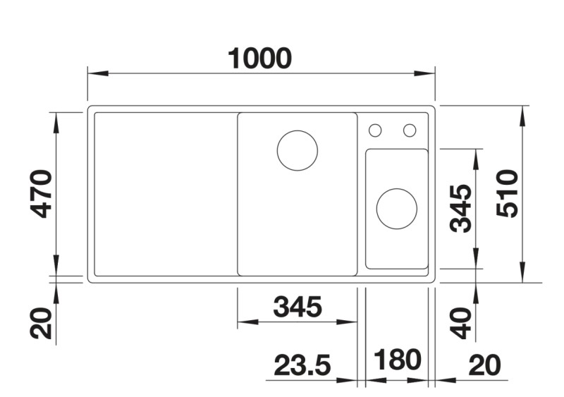 Anderhalve spoelbak Blanco 527044 detail 1