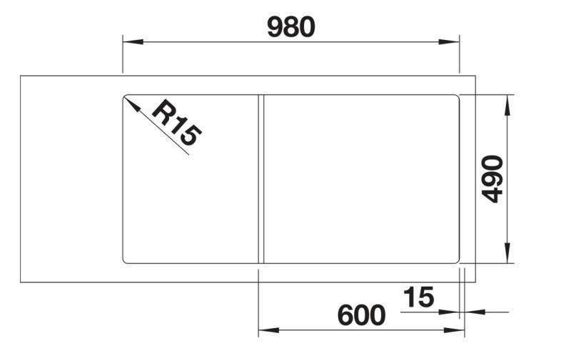 Evier 1 1/2 bassin Blanco 527044 detail 2