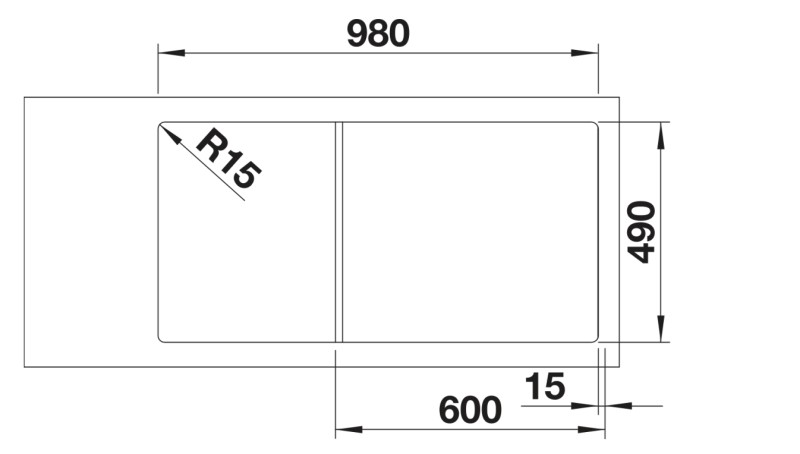 Evier 1 1/2 bassin Blanco 527043 detail 2