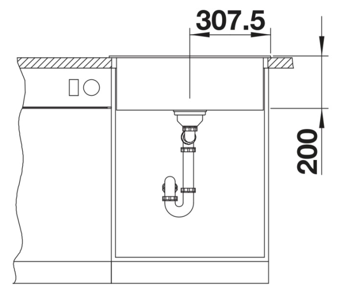 Enkele spoelbak Blanco 527311 detail 3