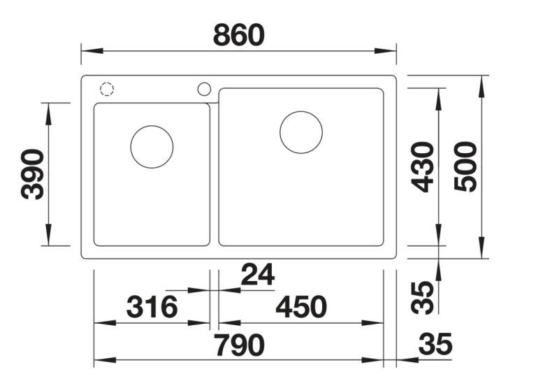 Evier 1 1/2 bassin Blanco 527325 detail 1