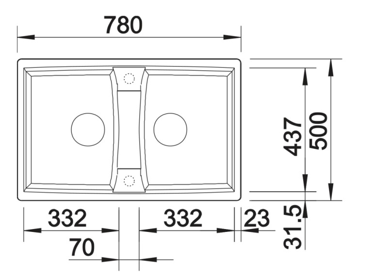 Dubbele spoelbak Blanco 527281 detail 1
