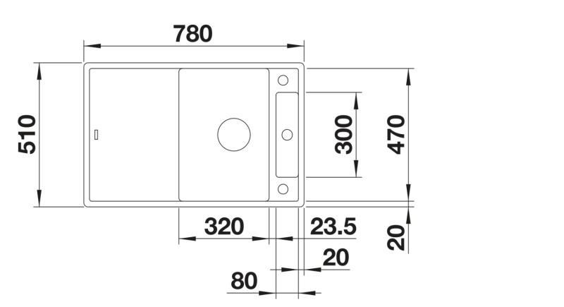 Evier 1 bassin Blanco 527219 detail 1