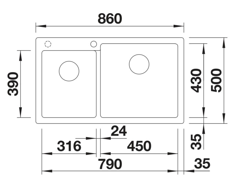 Evier 1 1/2 bassin Blanco 527142 detail 1