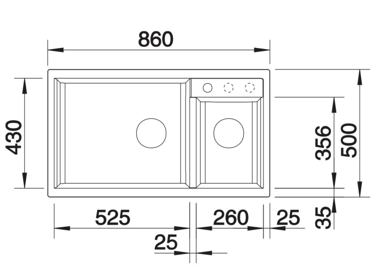 Evier 1 1/2 bassin Blanco 527121 detail 1