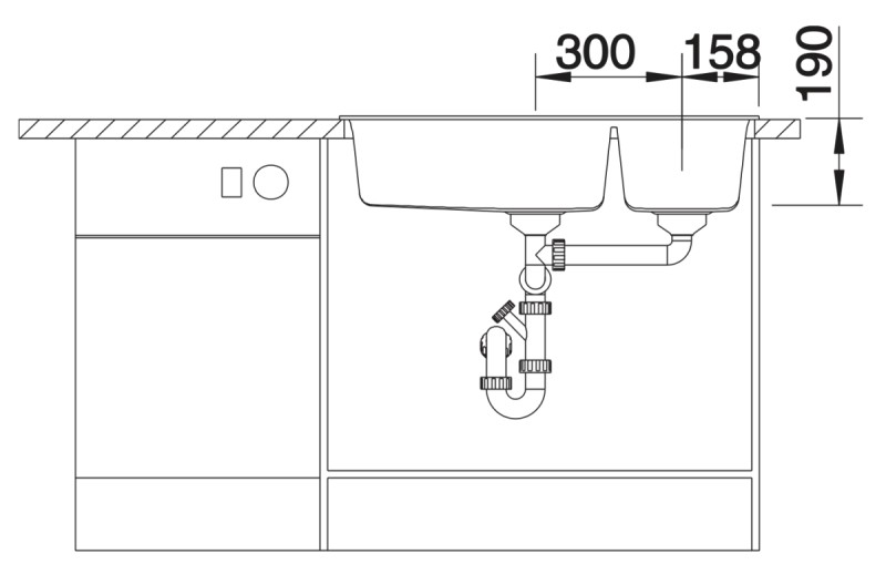 Anderhalve spoelbak Blanco 527121 detail 3