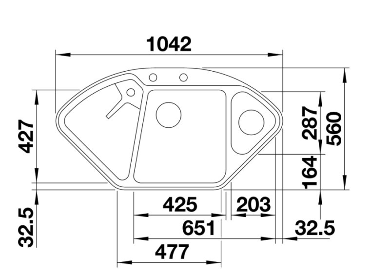 Hoekspoelbak Blanco 527056 detail 1