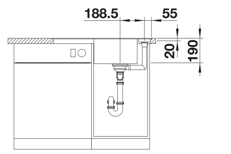 Enkele spoelbak Blanco 527038 detail 2