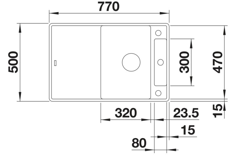 Evier 1 bassin Blanco 527037 detail 1