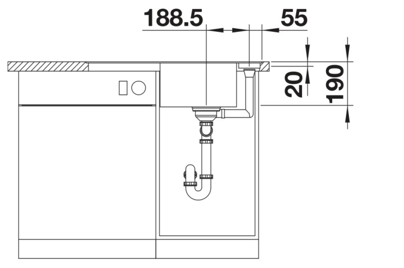 Enkele spoelbak Blanco 527037 detail 2