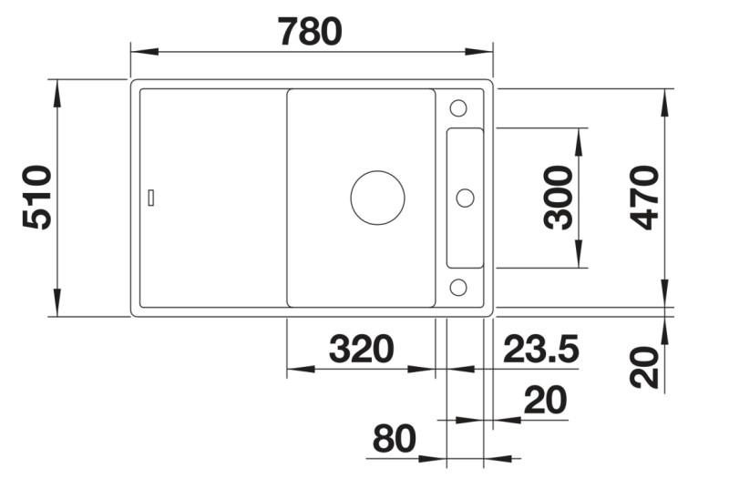 Evier 1 bassin Blanco 527035 detail 1