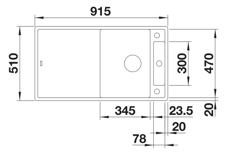 Enkele spoelbak Blanco 527039 detail 1