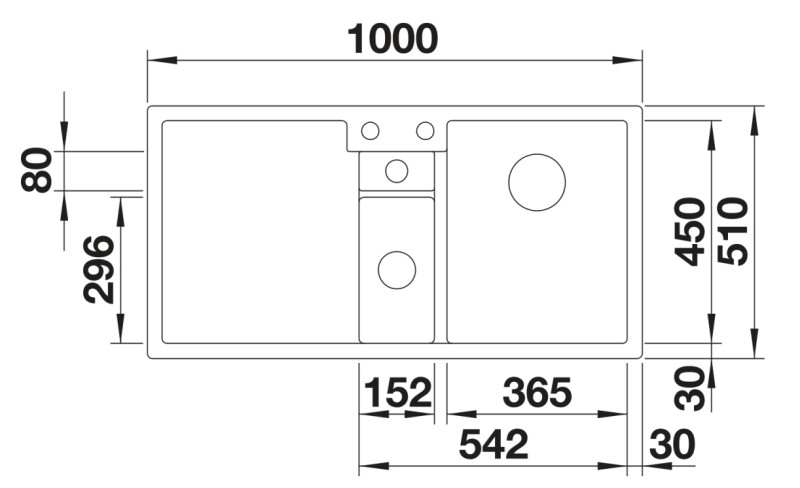 Anderhalve spoelbak Blanco 527241 detail 1