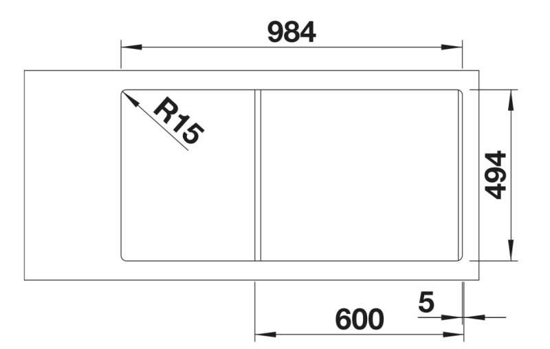 Evier 1 1/2 bassin Blanco 527241 detail 2