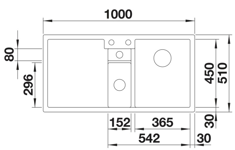 Anderhalve spoelbak Blanco 527058 detail 1