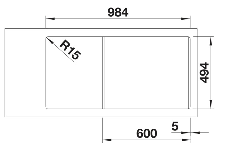 Evier 1 1/2 bassin Blanco 527058 detail 2