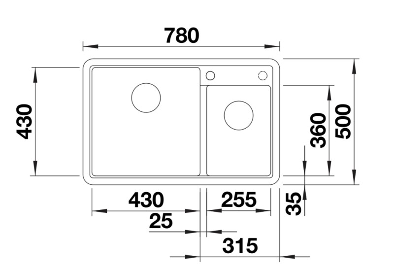 Dubbele spoelbak Blanco 527089 detail 1