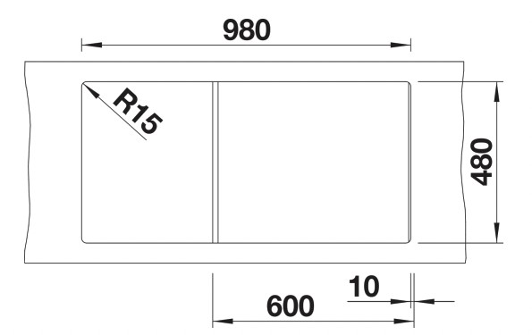 Enkele spoelbak Blanco 527400 detail 2