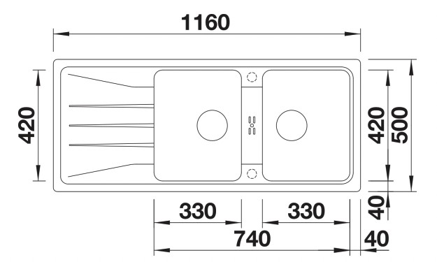 Evier 2 bassins Blanco 527339/** detail 1