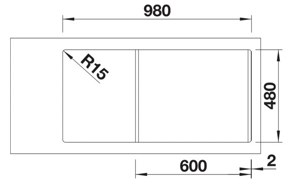 Anderhalve spoelbak Blanco 527337/** detail 2