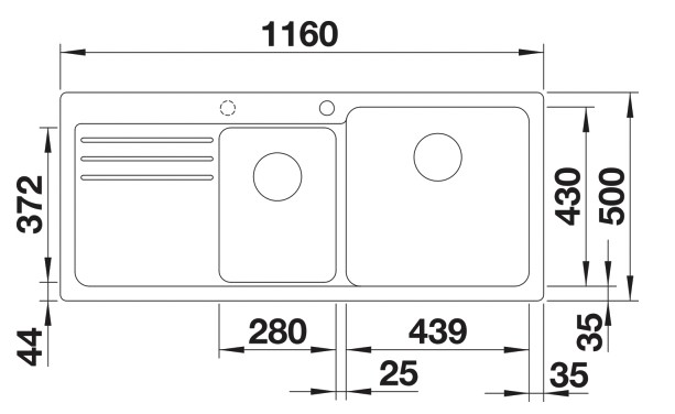 Anderhalve spoelbak Blanco 527314 detail 1