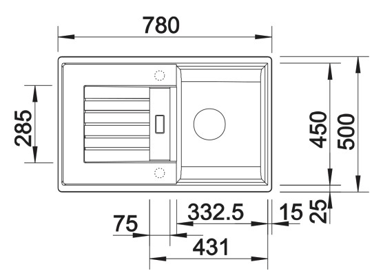 Evier 1 bassin Blanco 527382 detail 1