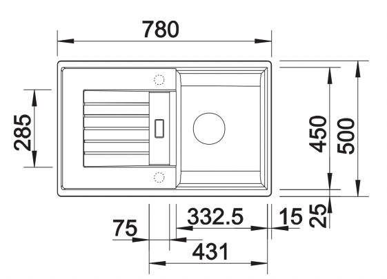 Evier 1 bassin Blanco 527383 detail 1