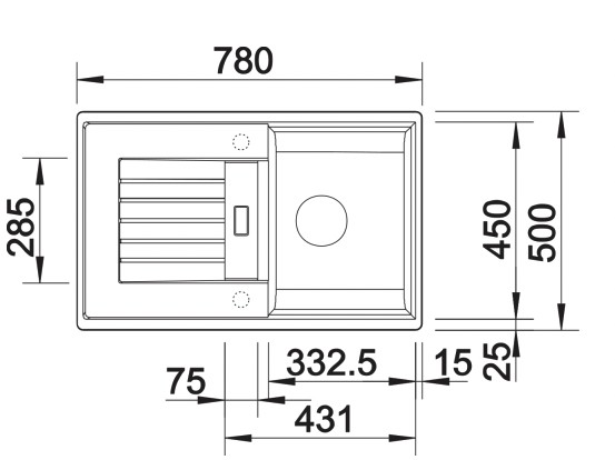 Enkele spoelbak Blanco 527200 detail 1