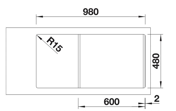 Evier 1 1/2 bassin Blanco 527154/** detail 2