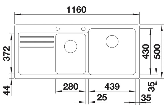 Anderhalve spoelbak Blanco 527132 detail 1